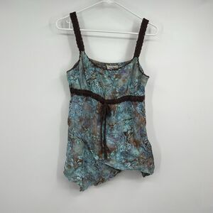 SANTIKI Embellished Boho Crochet Spaghetti Strap Top Blouse XL Fairy Goblincore